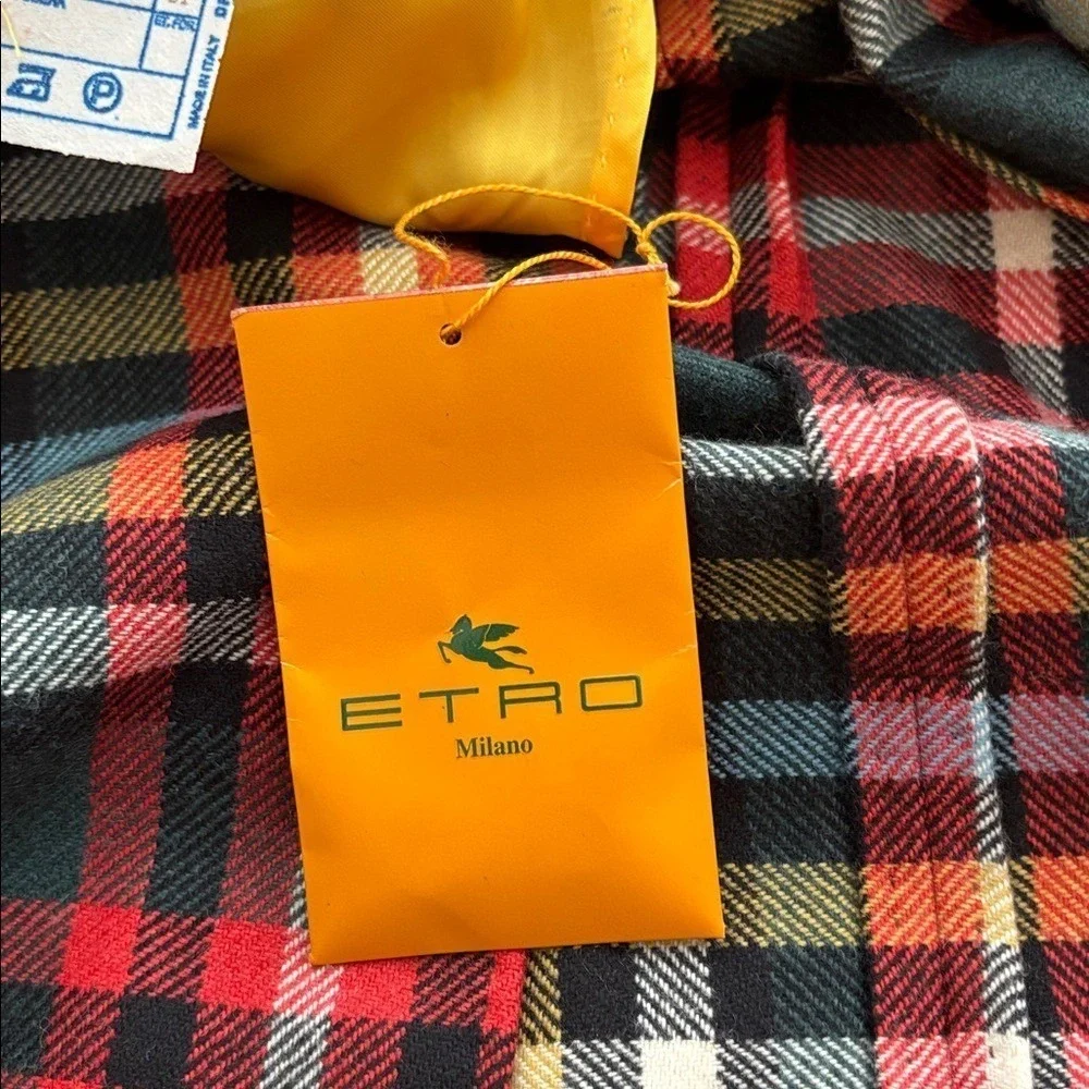 ETRO Milano Vintage Men's Wool Multi Sport Coat Blazer Jacket Red Green size 52R